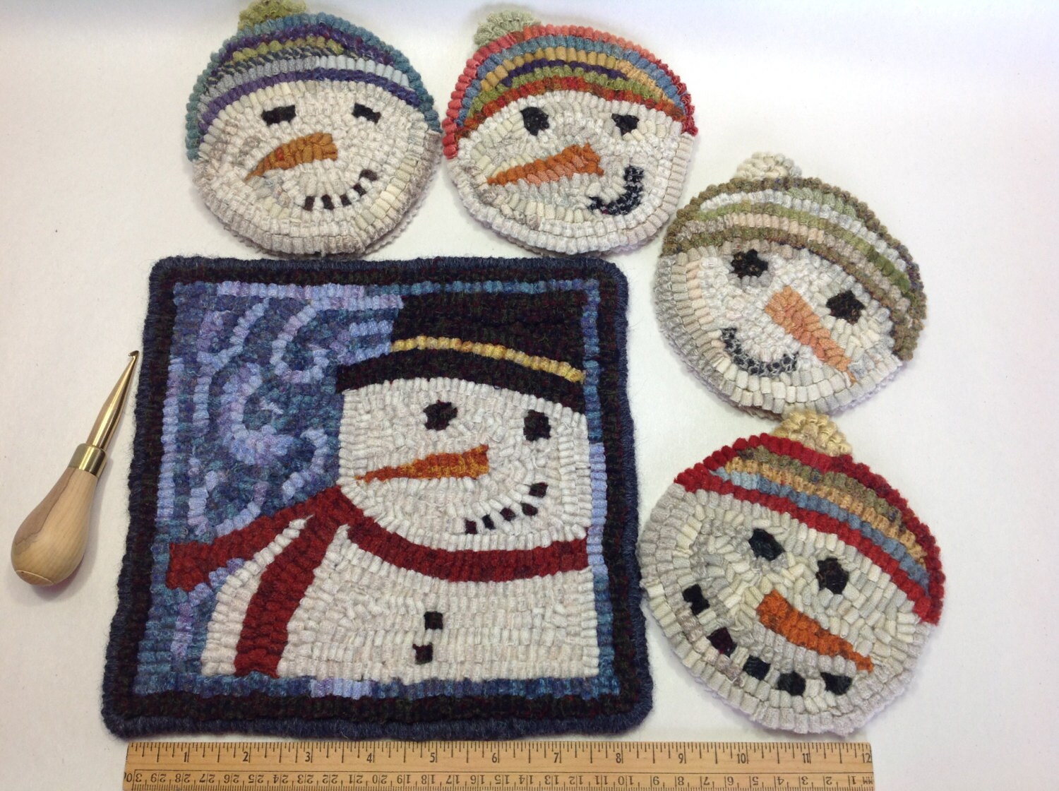 Rug Hooking PATTERN, Snowman Mat, 8 x 8, P118, DIY Primitive Rug ...