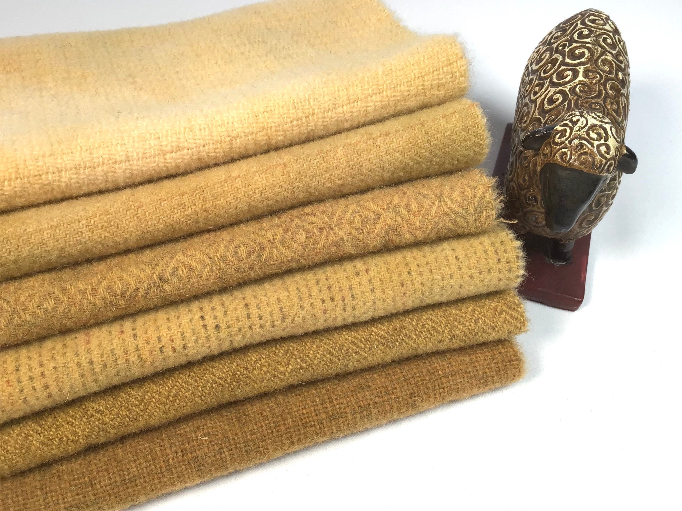 Sunflower Golds, hand dyed wool fabric for Rug Hooking and Applique, 6