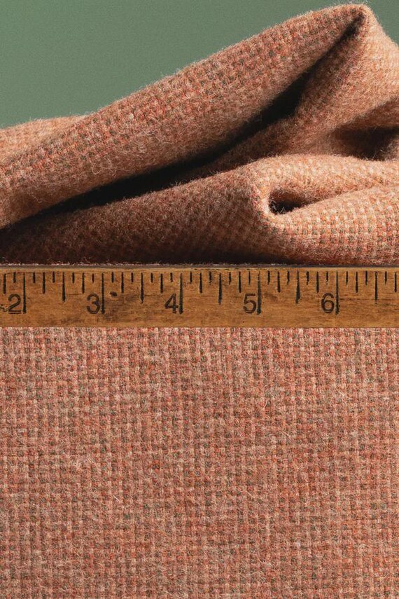 Salmon Check Wool Fabric for rug hooking and applique, W772, tiny check texture