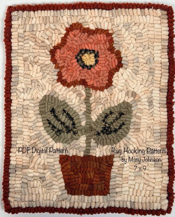 May Posey 7x9,  Hooked Rug Pattern by Mary Johnson (Digital Download), DIY flower rug