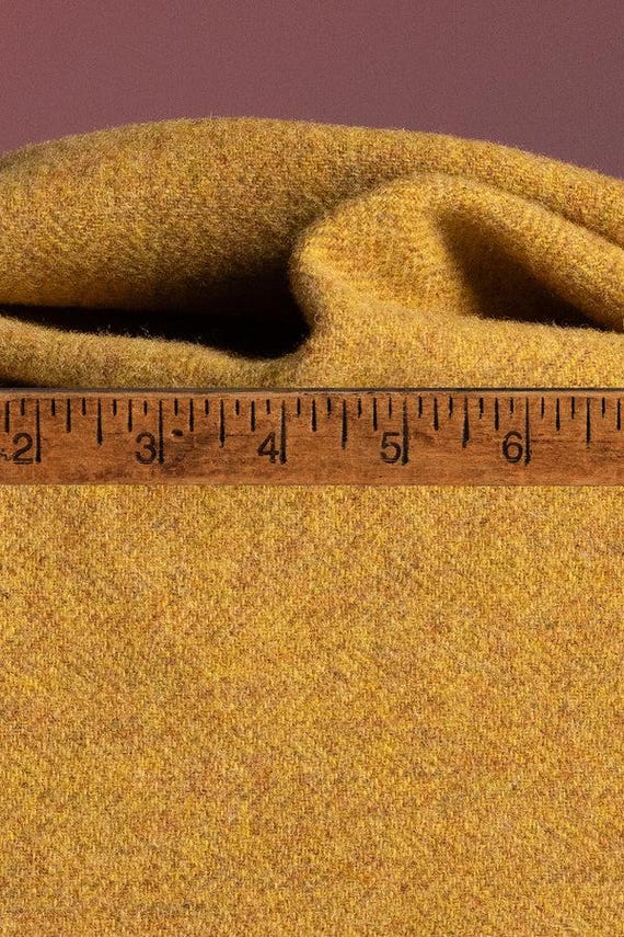 Yellow Submarine Herringbone, a mill dyed wool fabric for Rug Hooking and Applique, W776, golden yellow