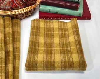 Goldenrod, a mill dyed wool fabric for Rug Hooking and Applique, W720,  Fat Quarter or Fat Eighth, harvest gold, mustard gold, large plaid