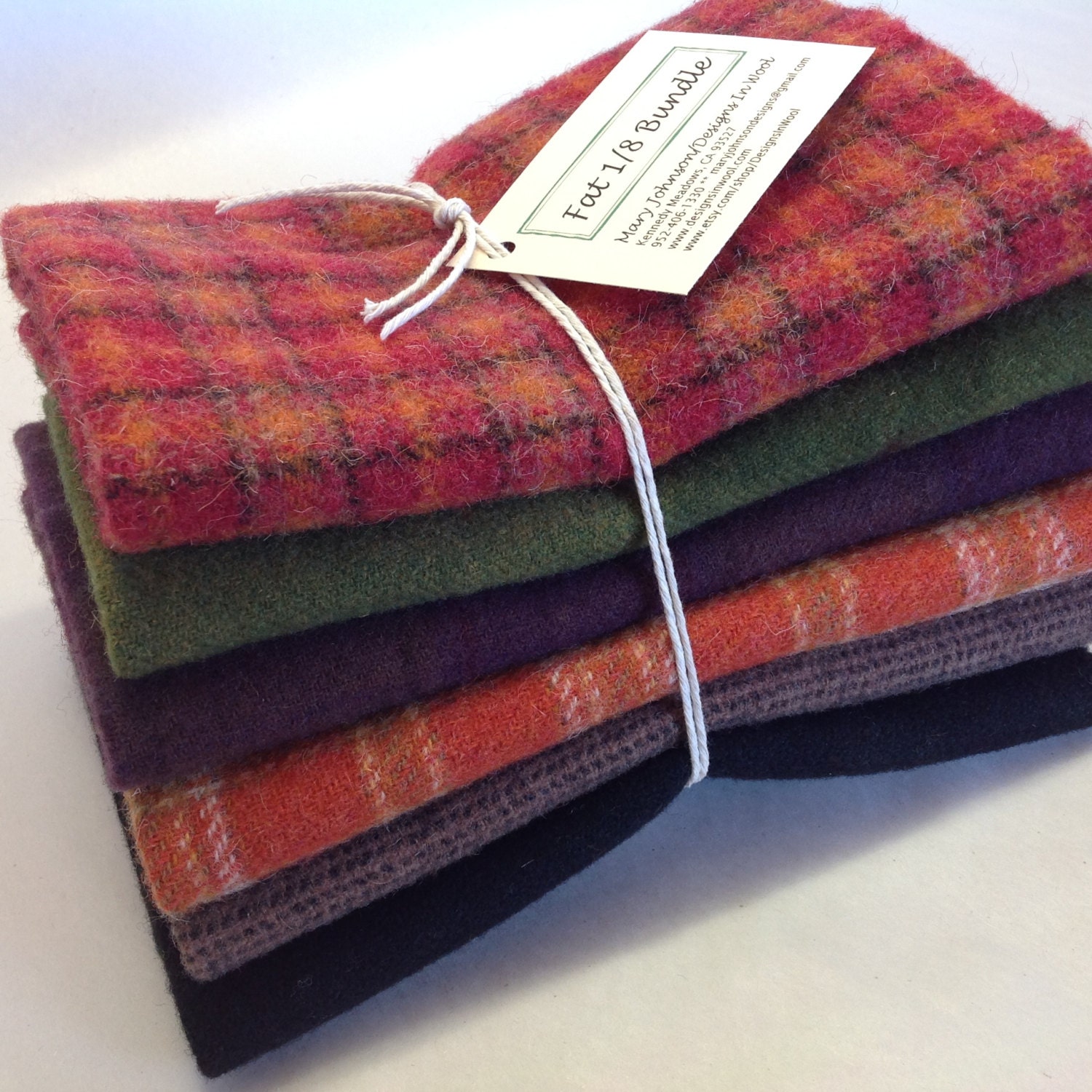 Autumn Medley, Wool Bundle for Rug Hooking and Applique, 6) Fat Eighths ...