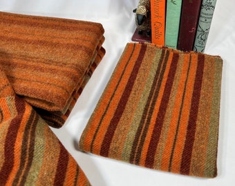 Josephs Coat, a mill dyed wool fabric for Rug Hooking and Applique,  W476, Orange Stripe Reversible Wool fabric