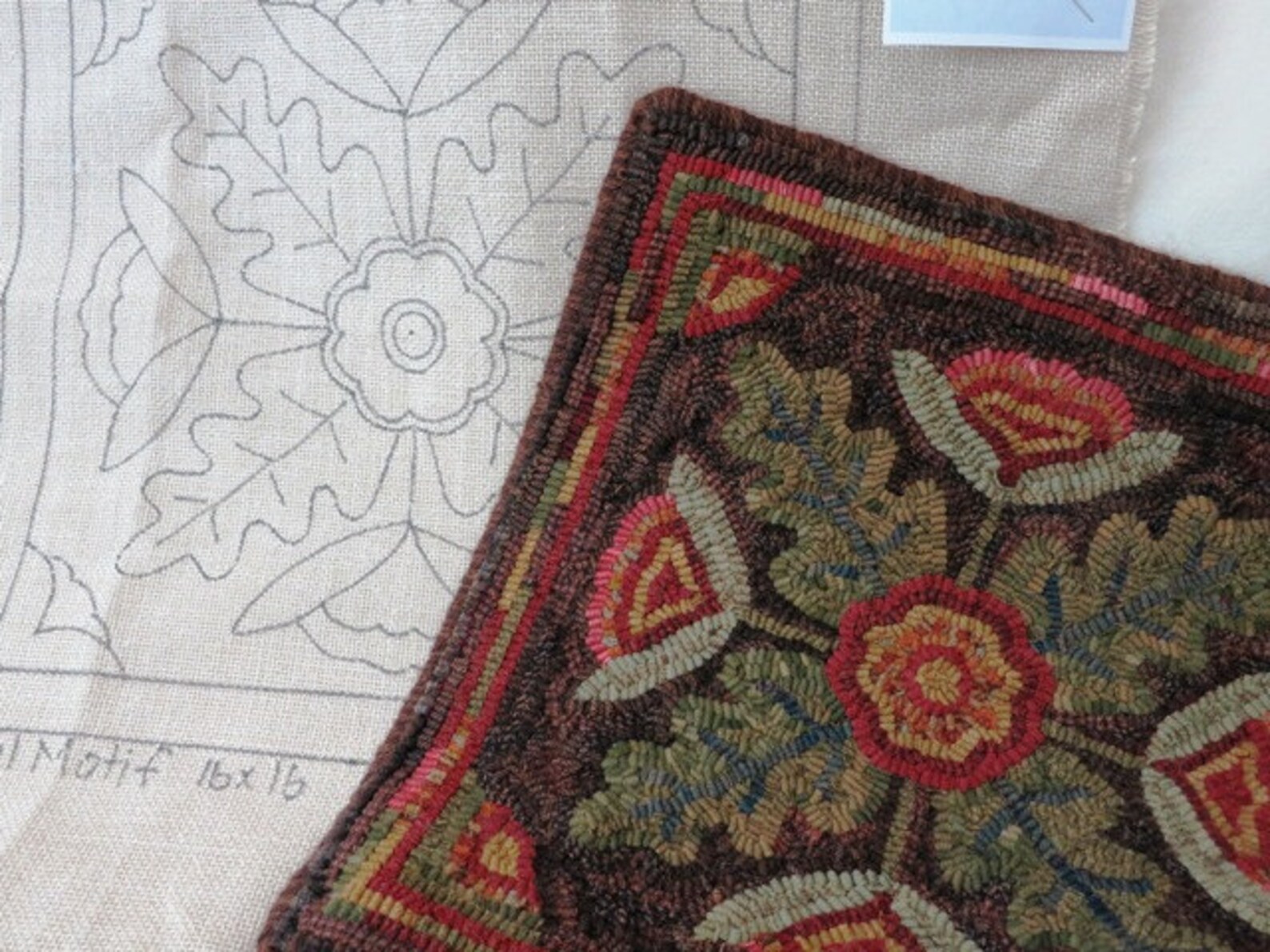 Rug Hooking PATTERN Floral Motif 16 X 16 P139 Etsy
