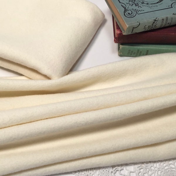 Natural White Flannel Wool for Rug Hooking and Applique Wool, W564, Creamy natural, off white, winter white