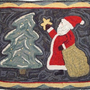 Rug Hooking PATTERN, Santa Brings The Star, 22&quot; x 28&quot;, P169, Christmas, Saint Nick, DIY Primitive Hooked Santa
