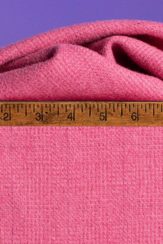 Crepe Myrtle Pink Plaid wool fabric for Rug Hooking and Applique, W775, bright pink
