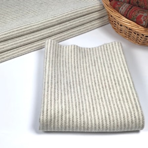 Seersucker, a natural and gray stripe, mill dyed wool for Rug Hooking and Appliqué, W598