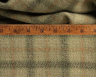 Pear Tree Green Plaid wool for rug hooking and applique, W770, warm green plaid