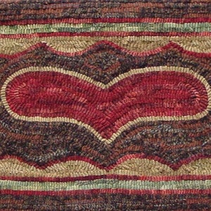 Rug Hooking PATTERN, Love Runner, 12&quot; x 36&quot;, P131,  DIY Primitive Heart Rug Pattern, Heart Runner, Table Runner, Bench Runner