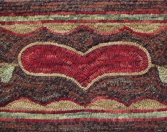 Patrón de alfombra con gancho, Love Runner, 12" x 36", P131, patrón de alfombra con forma de corazón primitiva para hacer uno mismo, camino de mesa, camino de banco