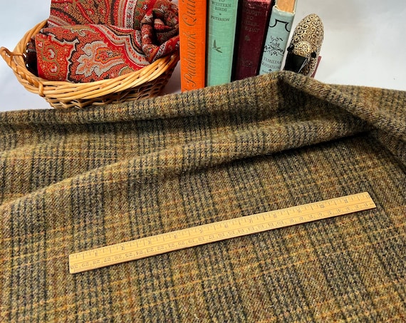 Outback Plaid, 100% mill dyed wool fabric for Rug Hooking and Appliqué, W550, large plaid with brown, black and rust