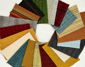 Wool Stitchery Scrap Pack, 20 pieces of wool fabric, mill dyed, wool gift, penny rugs, W792