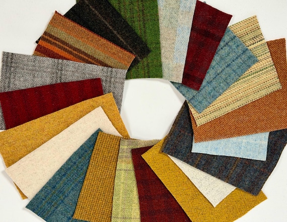 Wool Stitchery Scrap Pack, 20 pieces of wool fabric, mill dyed, wool gift, penny rugs, W792