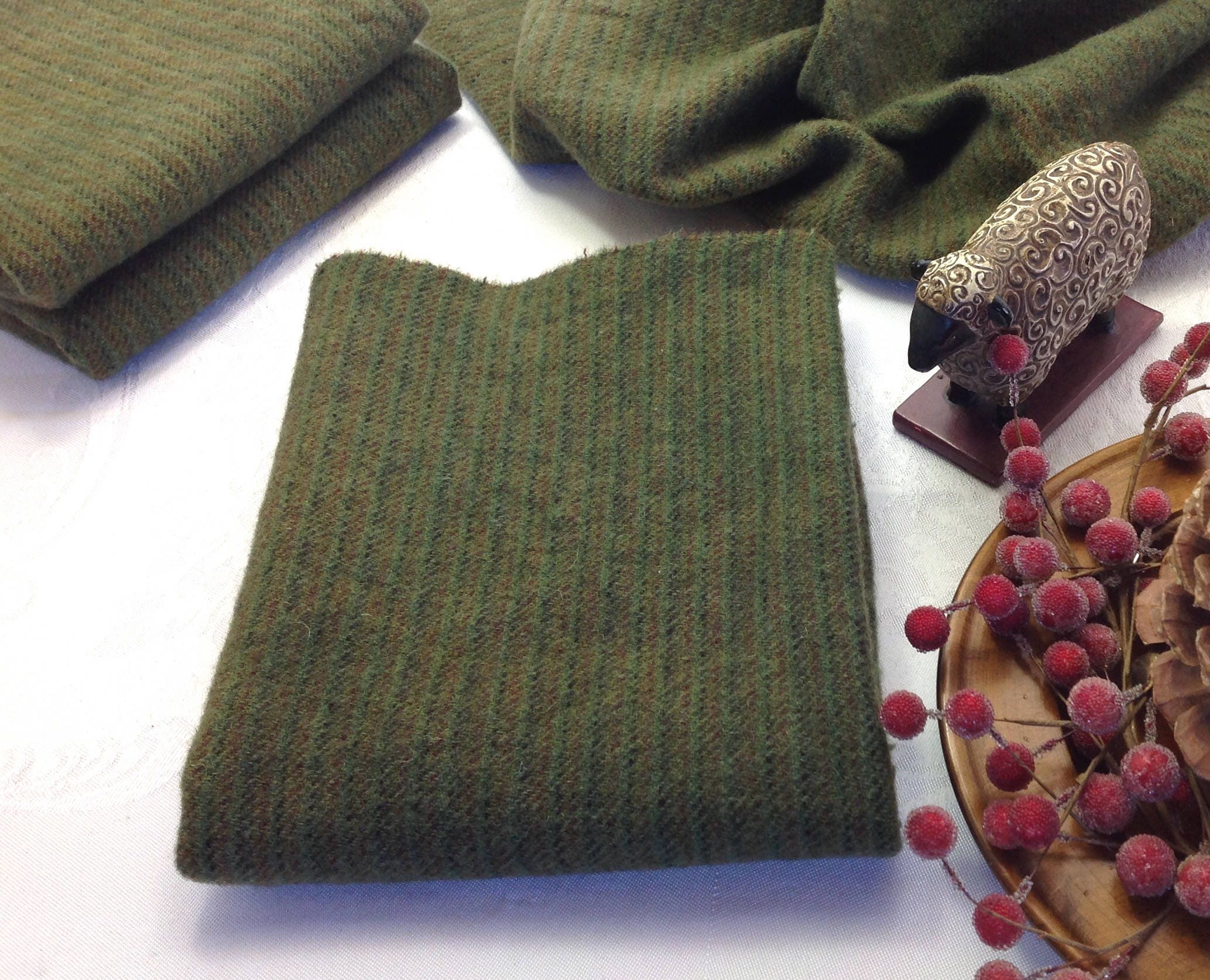 Olive Grove Green, Fat 1/4 yard, Hand Dyed Wool Fabric for Rug Hooking ...