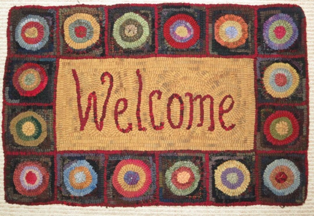 Welcome Rug Patterns Rug Hooking PATTERN, Penny Rug Welcome, 16