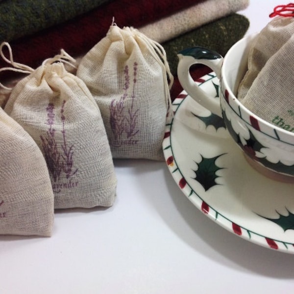 Three Lavender Filled Sachet Bags for Wool Stash, Dresser Drawers, Linen Closets, S214, Rug Hooking Gift, Gift Exchange