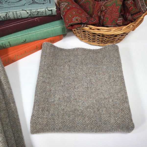 Stone Age, a mill dyed wool fabric for Rug Hooking and Applique, W493,  Gray Herringbone wool