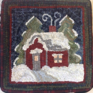 Rug Hooking PATTERN, Winter Wonderland, 14" x 14", P161, DIY Primitive Rug Hooking