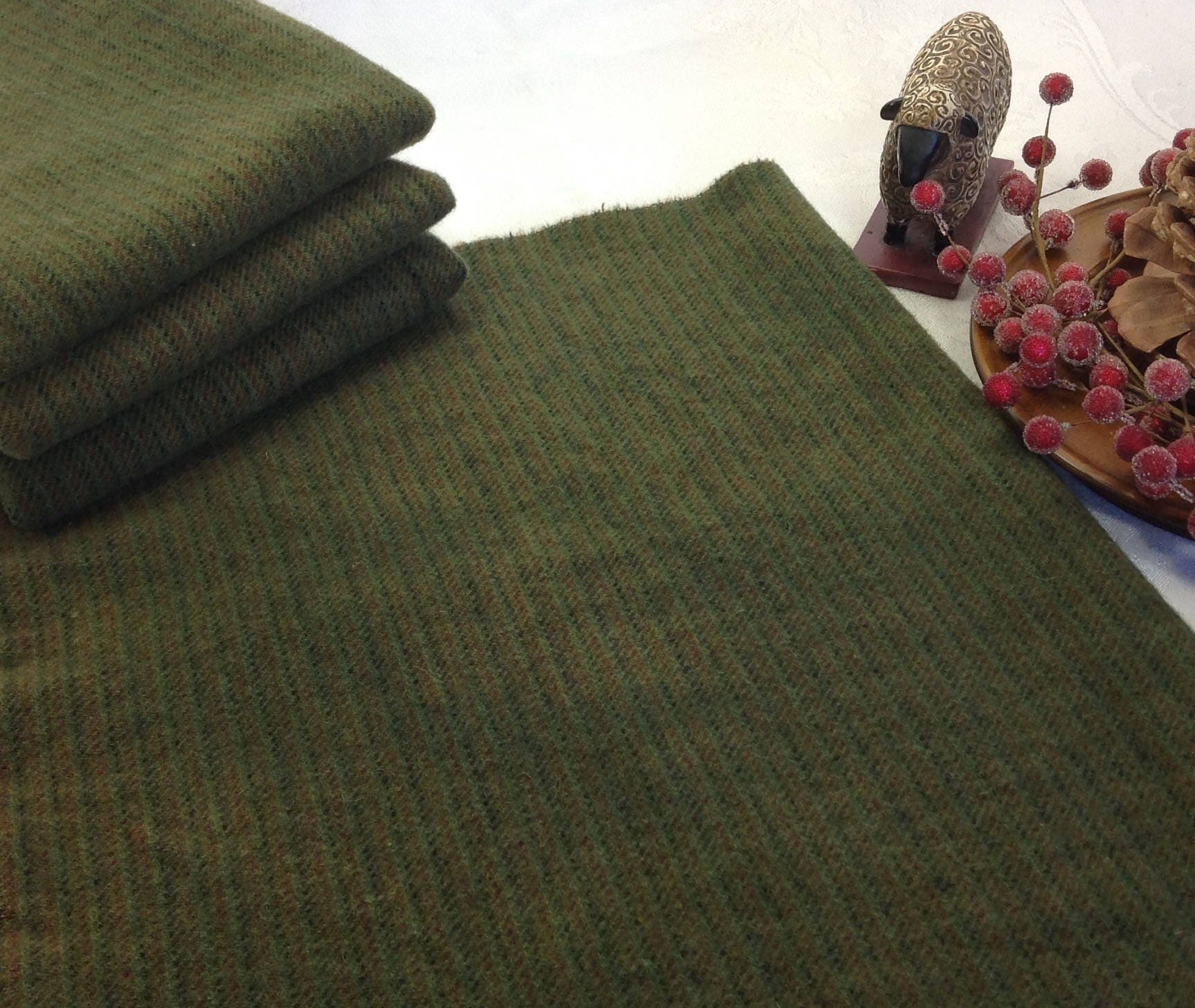 Olive Grove Green, Fat 1/4 yard, Hand Dyed Wool Fabric for Rug Hooking ...