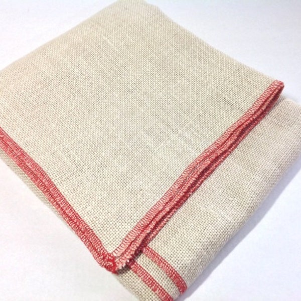 Half Yard, Bleached Primitive Linen for Rug Hooking with Serged Edges, 32" x 36", S215, Rug Hooking Foundation Fabric