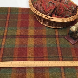 Autumn Leaves Plaid, a mill dyed wool for Rug Hooking and Appliqué, W570, Red, Orange Green Plaid, Gamekeeper Plaid