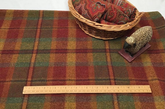 Autumn Leaves Plaid, a mill dyed wool for Rug Hooking and Appliqué, W570, Red, Orange Green Plaid, Gamekeeper Plaid
