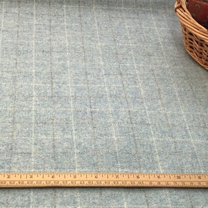 Head in the Clouds, Mill dyed wool fabric for Rug Hooking and Applique, W578, Light Blue Windowpane,  Wispy Blue Skies