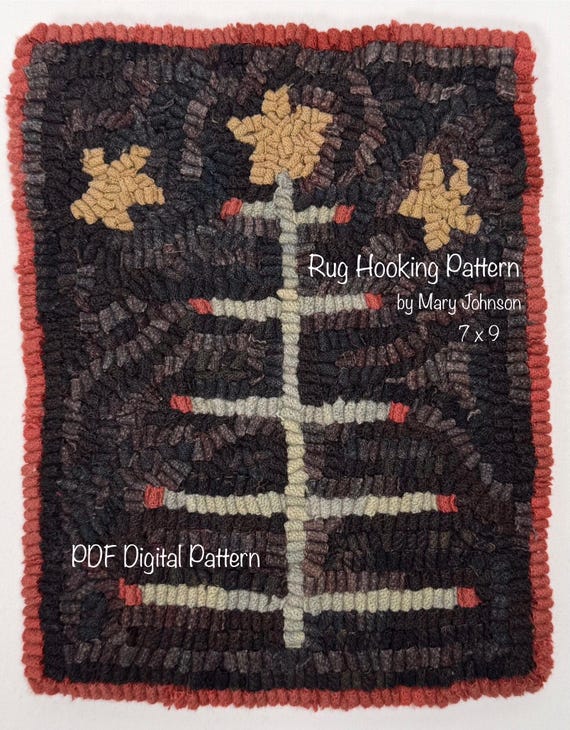 December Pine 7x9,  Hooked Rug Pattern by Mary Johnson (Digital Download)