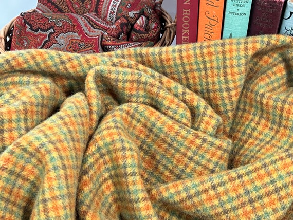 Golden Check, a mill dyed wool fabric for Rug Hooking and Applique, W679, colorful yellow check, tiny check texture