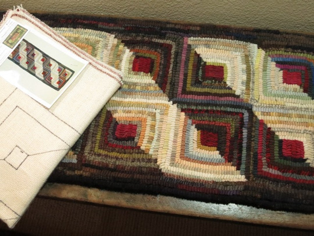 Rug Hooking PATTERN, Log Cabin Runner, 12 X 37 or 12 X 47, P163