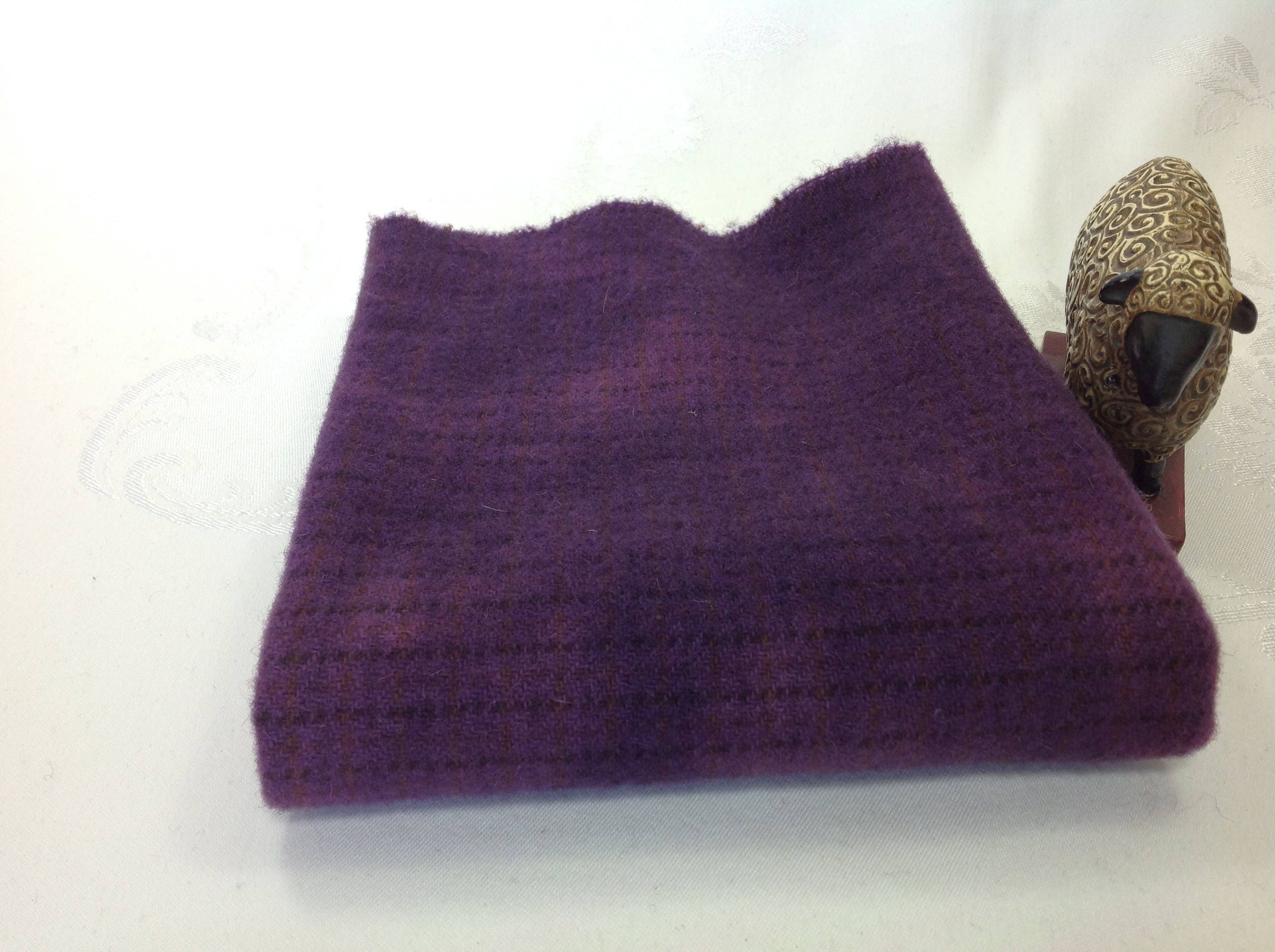 Deep Purple, Hand Dyed Wool Fabric for Rug Hooking and Applique, 1) Fat Quarter Yard, W389, Rich