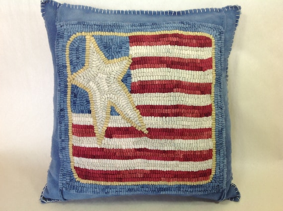 Rug Hooking PATTERN, Happy 4th, 12 x 12, P127, Folk Art Flag Design, DIY Primitive Rug Hooking