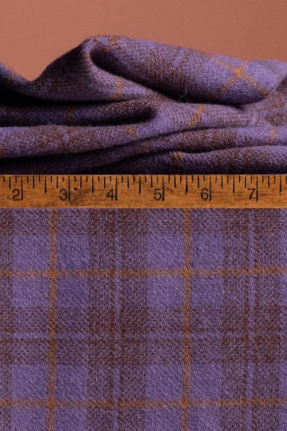 Purple Pansy Plaid, a mill dyed wool fabric for Rug Hooking and Applique, W764