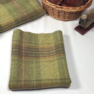 Guacamole Plaid, a mill dyed wool for rug hooking and applique, W603, warm green plaid