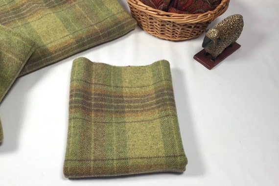 Guacamole Plaid, a mill dyed wool for rug hooking and applique, W603, warm green plaid