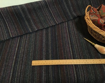 Deep Blue Stripe, a mill dyed Wool Fabric for Rug Hooking and Applique, W437,  multi color navy stripe