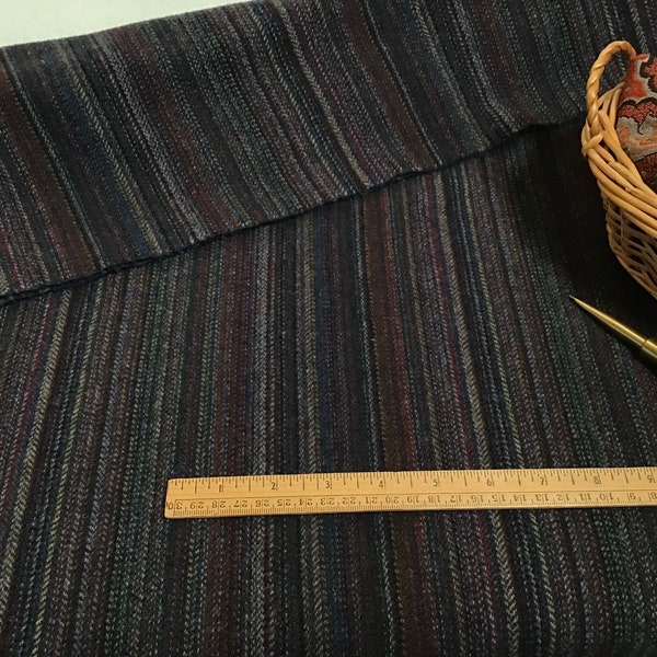 Deep Blue Stripe, a mill dyed Wool Fabric for Rug Hooking and Applique, W437,  multi color navy stripe