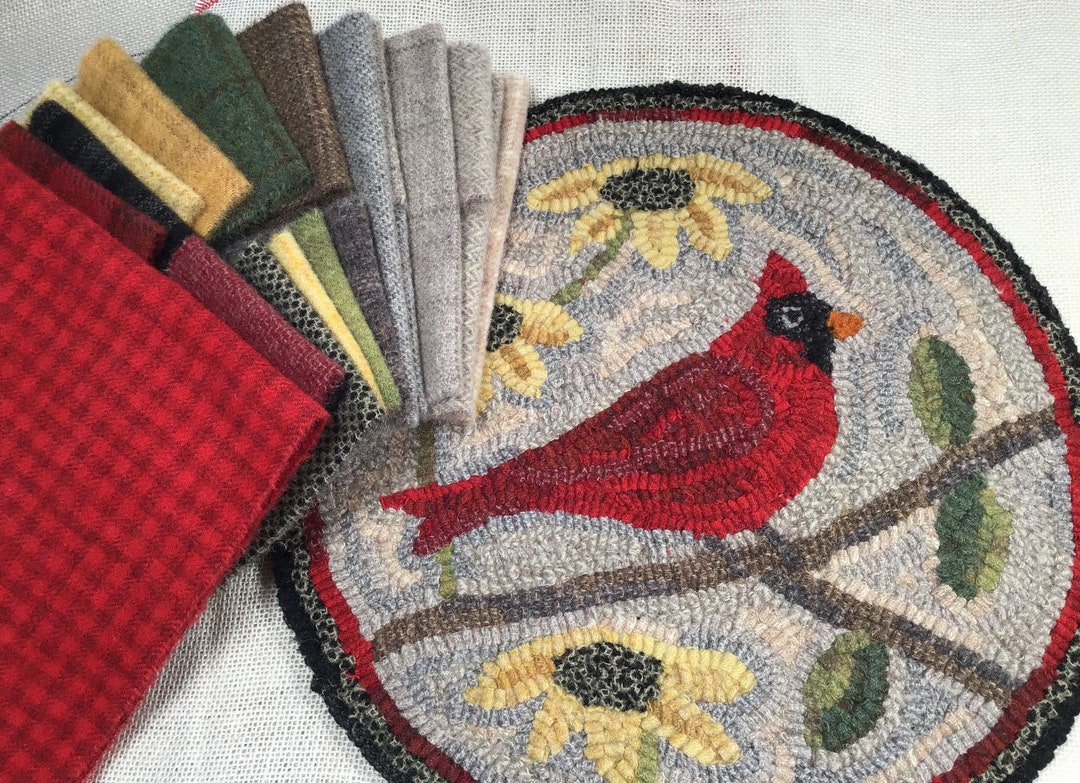 Rug Hooking KIT, Cardinal Chair Pad or Table Mat 14