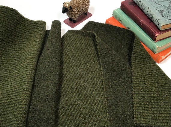 Green Giant, a mill dyed wool for Rug Hooking and Appliqué, W711, Dark Green Reversible Wool Fabric