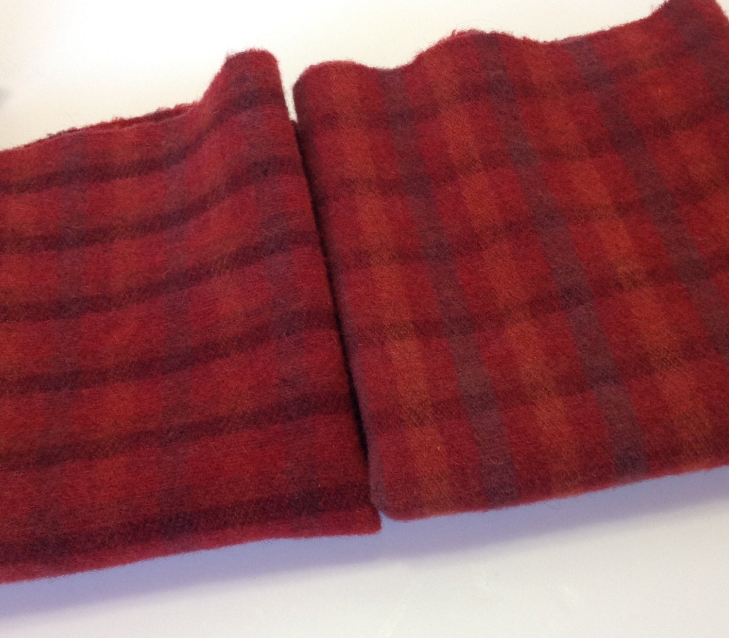 Cheerful Red Plaid, 1) fat quarter yard, Hand Dyed Wool Fabric, W270 ...