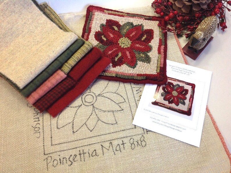 Rug Hooking KIT poinsettia Mat 8 X Etsy
