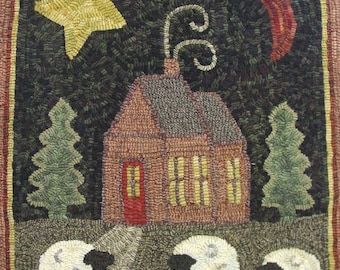 Rug Hooking PATTERN, Crestview Cottage, 20" x 24", P179, Folk Art House Pattern, DIY Primitive Rug Hooking Pattern