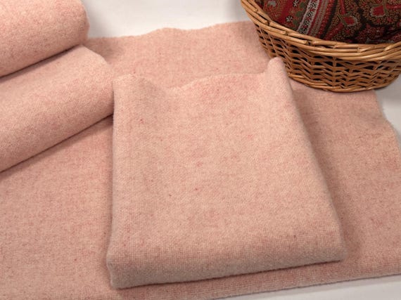 Baby Billy, baby pink wool fabric for Rug Hooking and Applique, W760, pastel pink texture, 100% wool