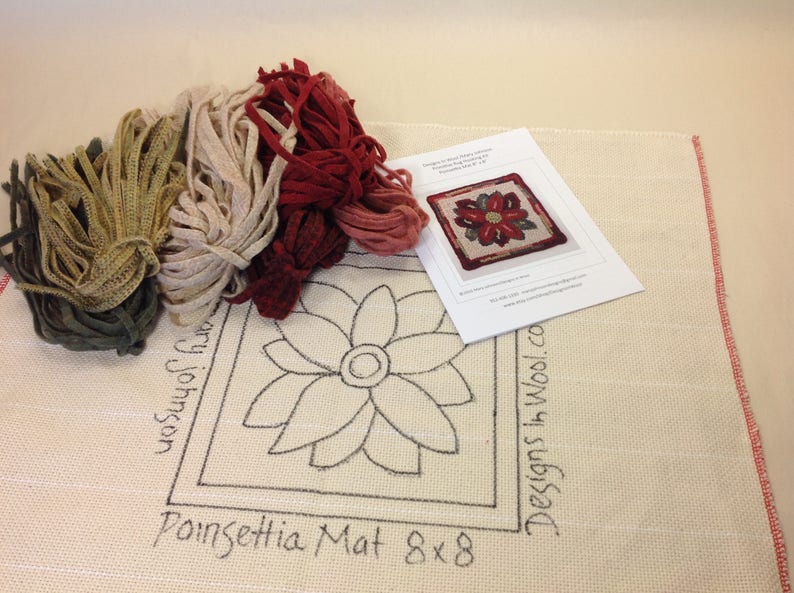 Rug Hooking KIT poinsettia Mat 8 X Etsy