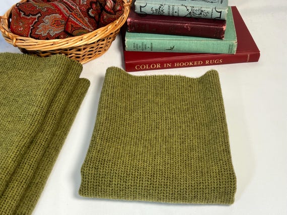 Wasabi, a mill dyed green wool fabric for Rug Hooking and Appliqué, W715, olive green, warm green