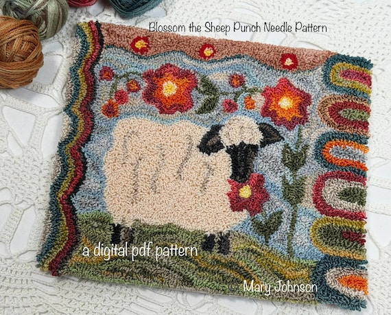 Blossom the Sheep Punch Needle Pattern, (Digital Download pdf)