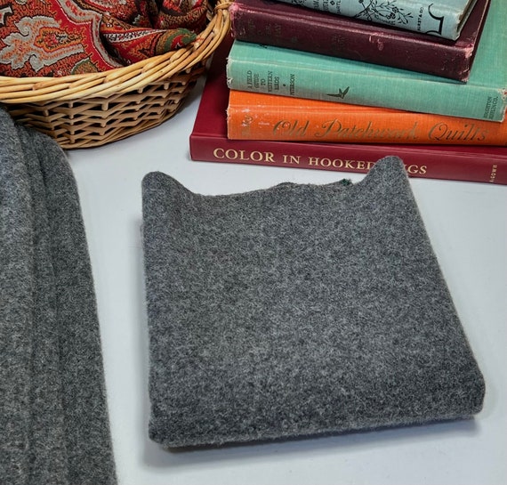 Charcoal Gray, a mill dyed wool fabric for Rug Hooking and Appliqué,  W651, gray flannel wool