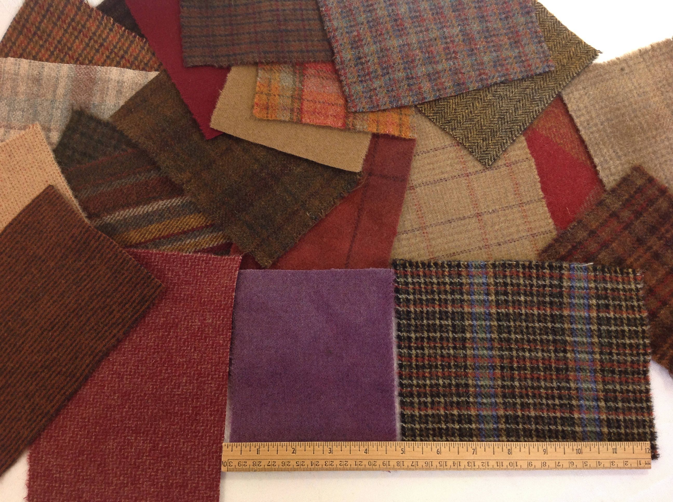 Colorful Applique Wool, 22 pieces, W421, Winter Colors, Textures